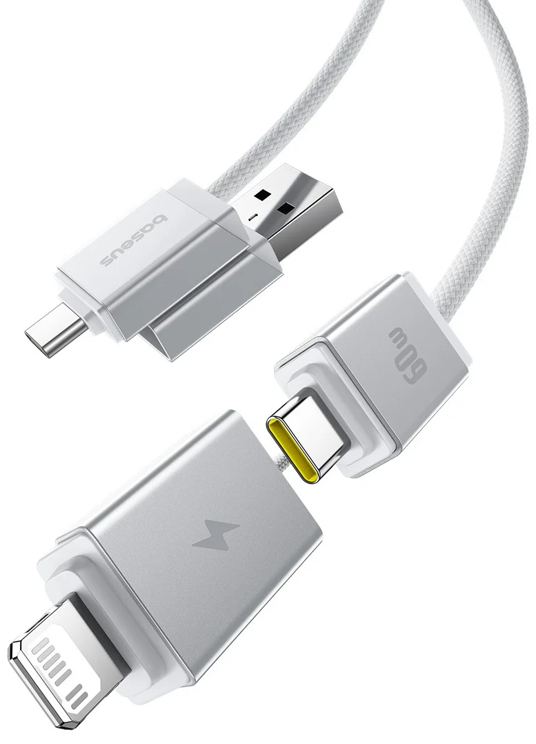 Интерфейсный кабель Baseus Versatile U+C to C+L 60W 1m White (P10383000211-00) 2