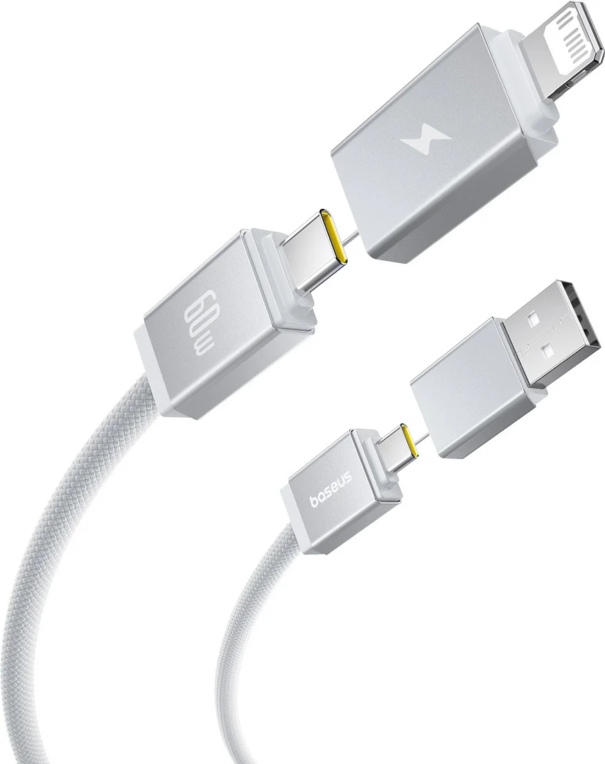 Интерфейсный кабель Baseus Versatile U+C to C+L 60W 2m White (P10383000211-01) 4