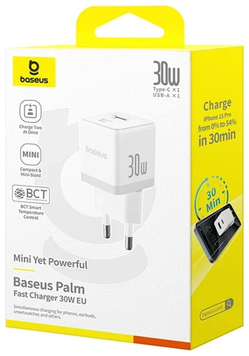 Адаптер питания Baseus Palm C+U 30W White (P1011160A213-00) 3