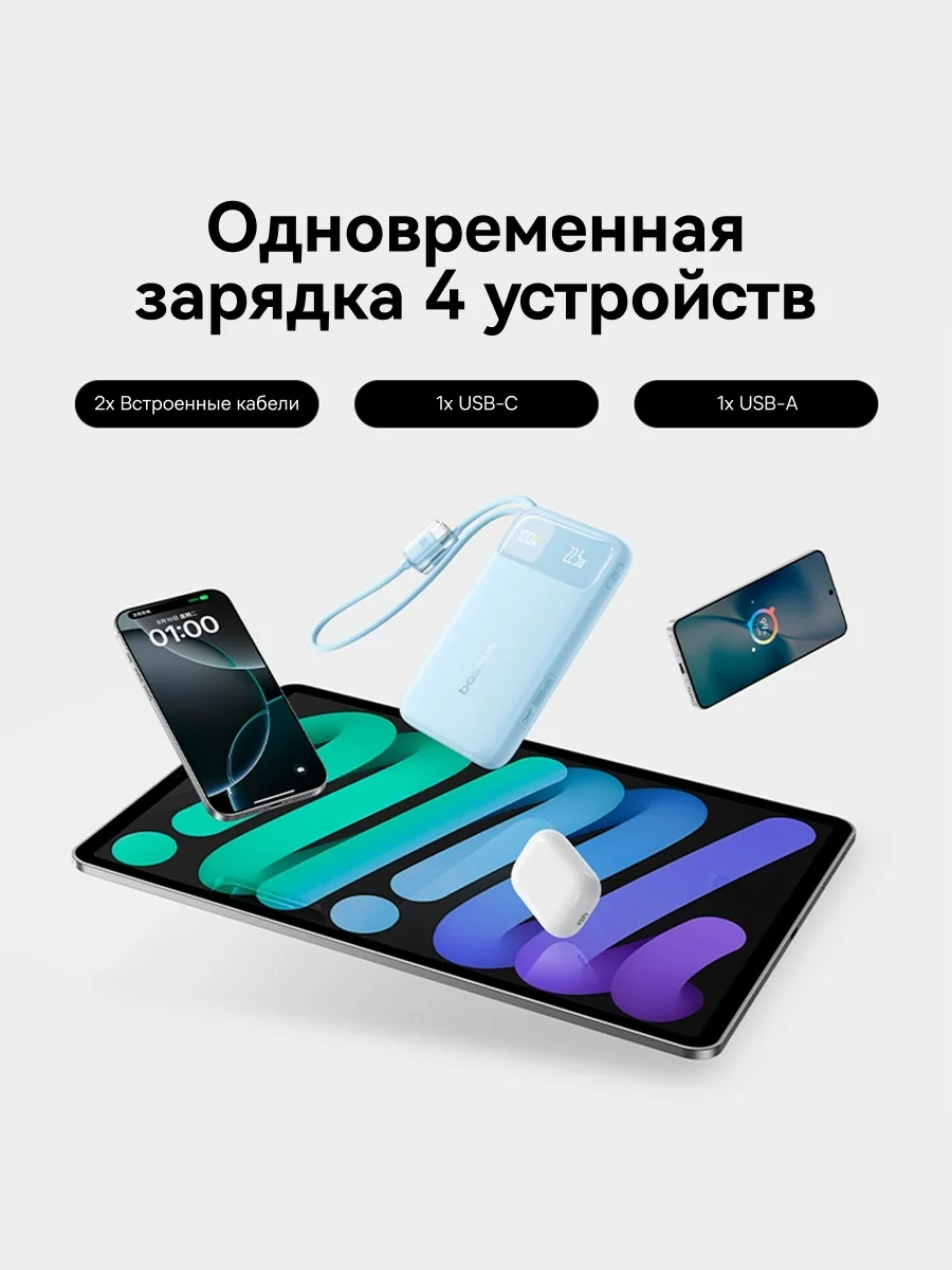Портативный внешний аккумулятор Baseus EnerFill FC11 10000mAh 22.5W Black (E0027R04) 7