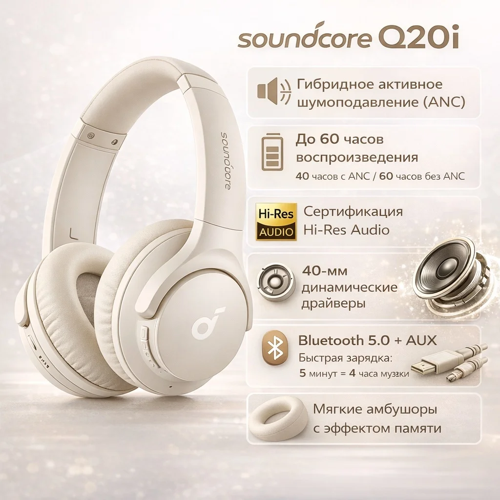 Наушники soundcore Q20i White