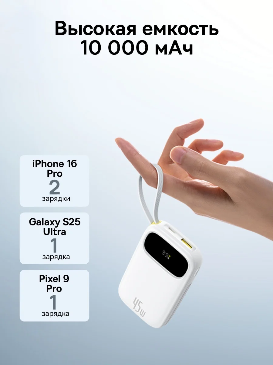 Портативный внешний аккумулятор Baseus EnerFill FC31 10000mAh 45W White (P10082102213-00) 3