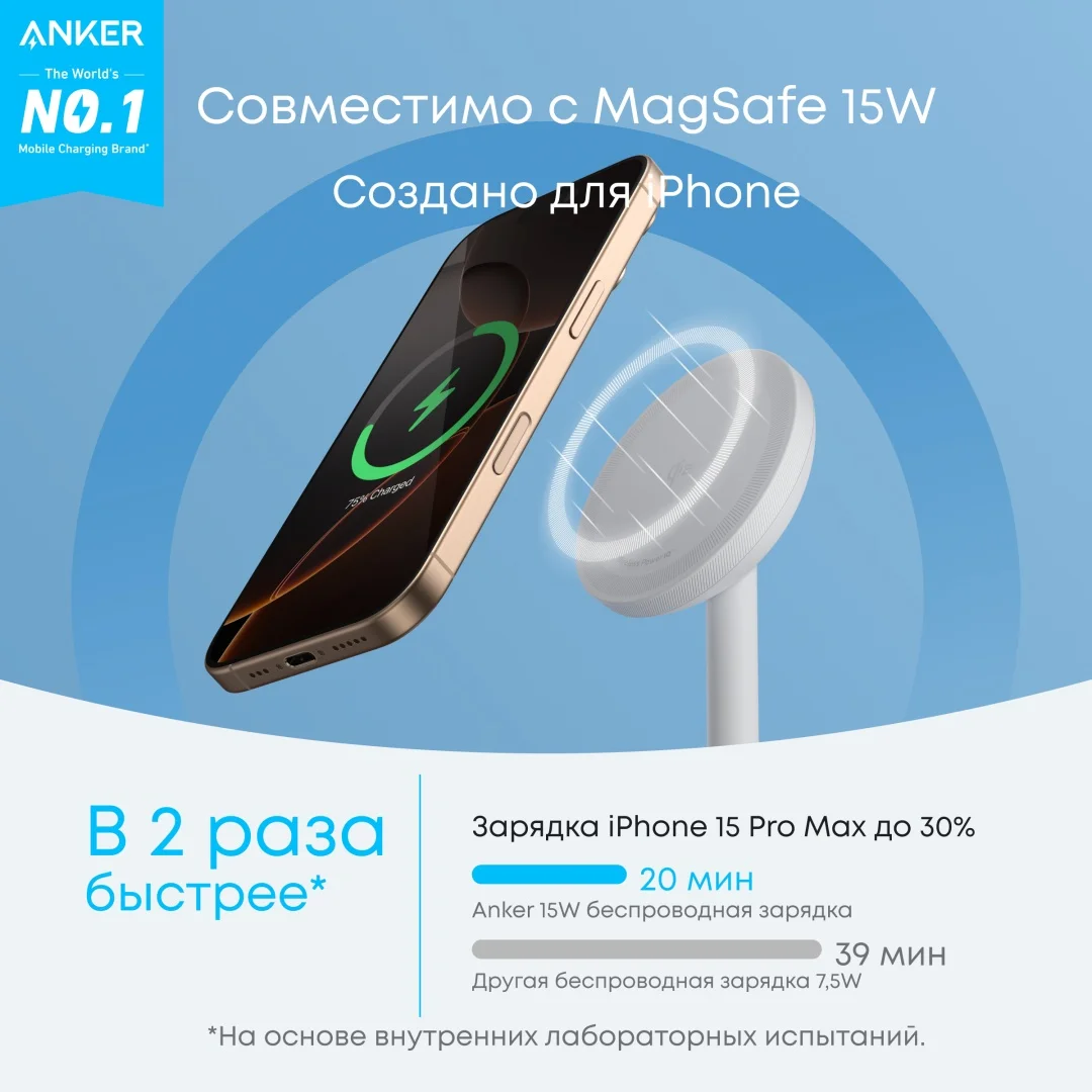 Беспроводное зарядное устройство Anker MagGo (Single Stand) (A25X1H21) Белый 3