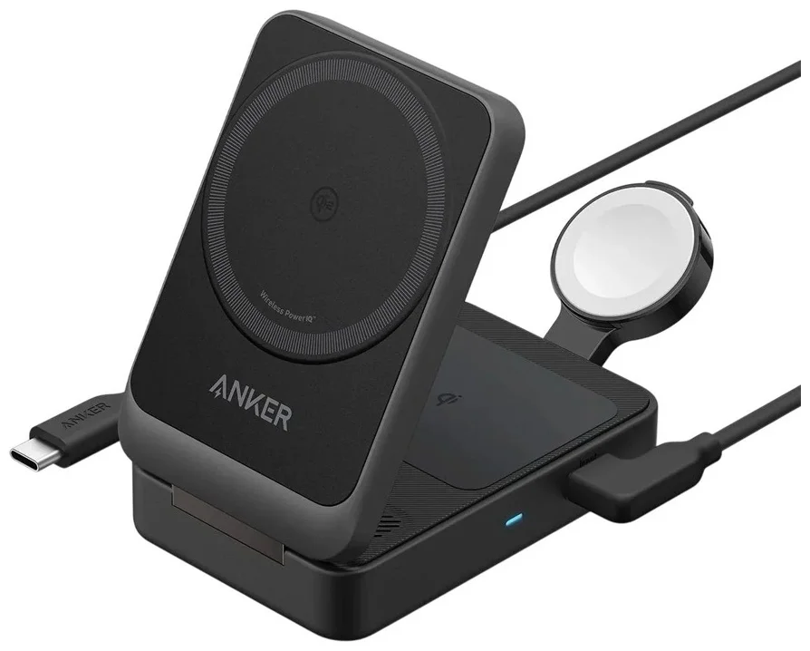 Беспроводное зарядное устройство Anker MagGo 15W, Foldable 3-in-1 (B2557312) Черный
