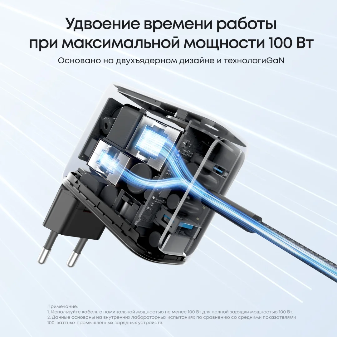 Адаптер питания Anker Prime Charger Smart Display (100W, 3 Ports) (B121BGZ1) 2