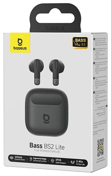 Наушники Baseus Bass BS2 Lite Earbuds Cosmic Black (A0010A02) 6