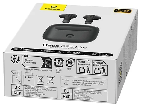 Наушники Baseus Bass BS2 Lite Earbuds Cosmic Black (A0010A02) 7