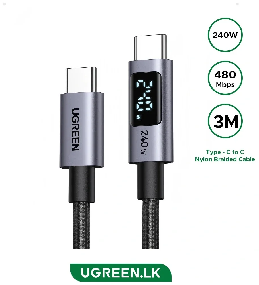 Зарядный кабель Ugreen L531 USB-C to USB-C PD Fast Charging  Cable 240W Max 3m, 65868 5